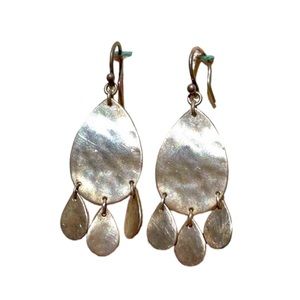 Vintage Pounded 925 Silver Bohemian Dangle Earrings
